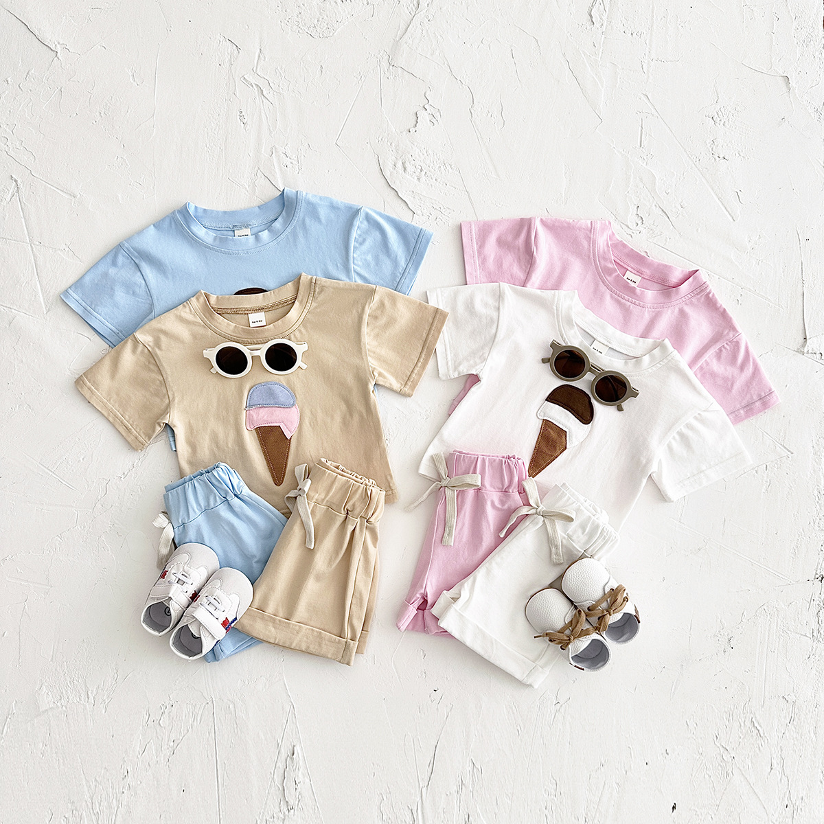 Bébé Combinaison Crème Glacée à Manches Courtes