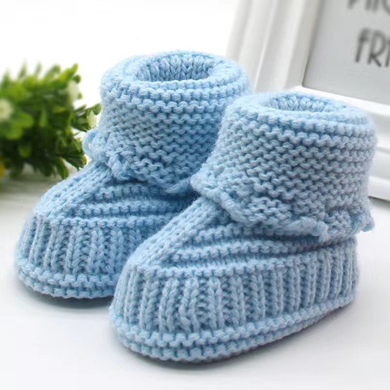 Bébés garçons et filles, tricotés à la main en laine, semelles douces pour bébés