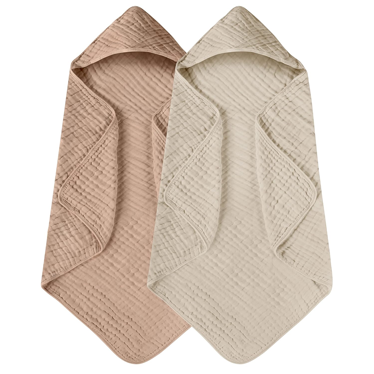 Serviettes de bain à capuche pour nouveau-nés, serviette de bain en coton mousseline avec capuche pour bébés, nourrissons, tout-petits et enfants, grande taille 90x90 cm, douce et absorbante, essentielle pour nouveau-né.