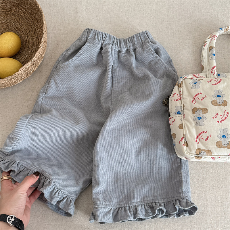 Enfants - Neuvième pantalon décontracté en velours côtelé pour filles
