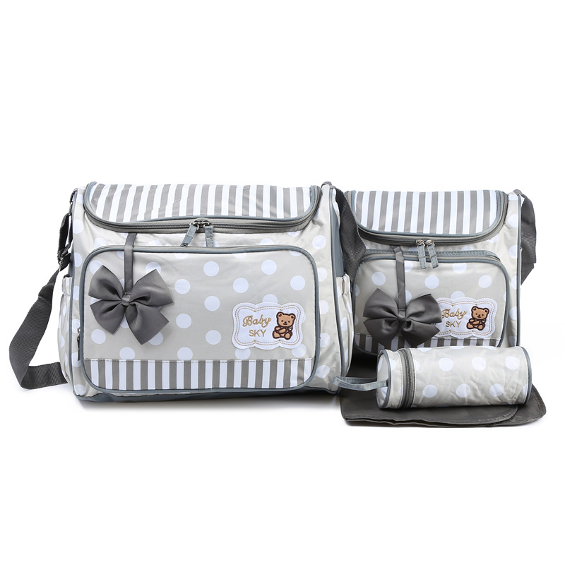 Sac four pièces nœud papillon pour maman, sortie à bandoulière, multifonctionnel, grande capacité pour mère, bébé et mère