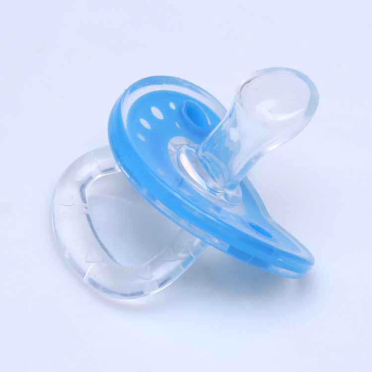 Produits pour bébés : Tétine en gel de silice intégral, silicone liquide bicolore, tétine de confort pour le sommeil du bébé