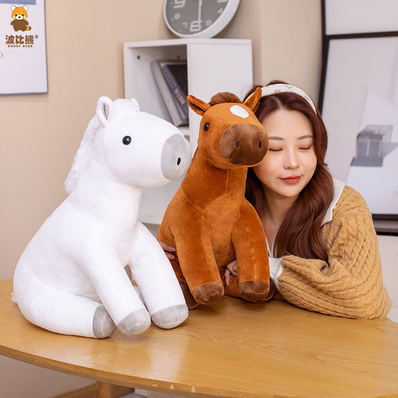 Assis Cheval Cheveux Peluche Jouet Poupée Oreiller Créatif