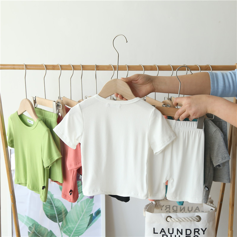 Pyjamas en coton fin à manches courtes pour enfants, été