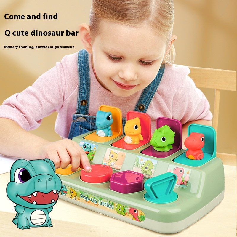 Enfants Cache-cache Éducation Préscolaire Exercice de Pression Puzzle Doigt Dinosaur Boîte de Rangement Jouet