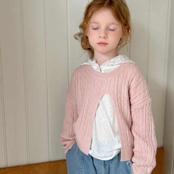 Fille Pull tricoté style rétro fendu à la mode