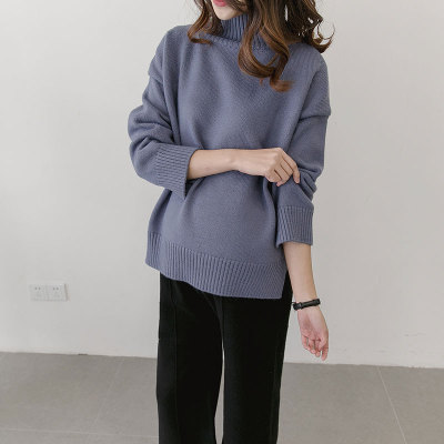 Hiver coréen nouveau pull de maternité pour femmes enceintes, taille loose, col roulé, pulls doublés