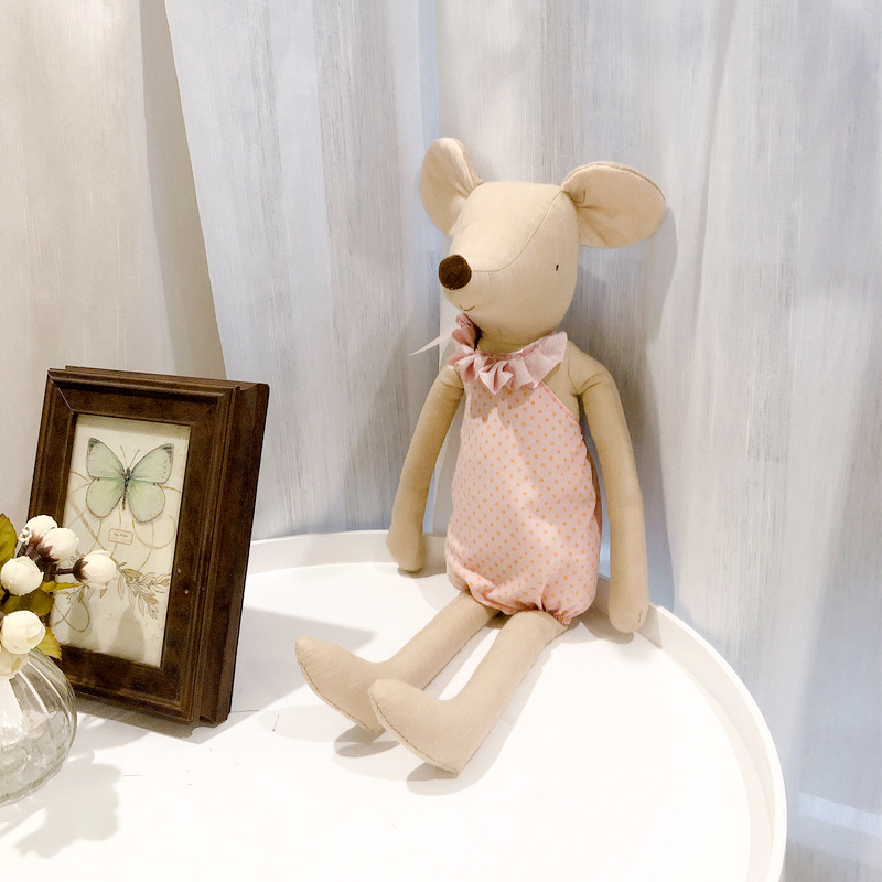 Petit coussin en lin et coton frais, poupée apaisante petite souris, jouets en peluche pour enfants