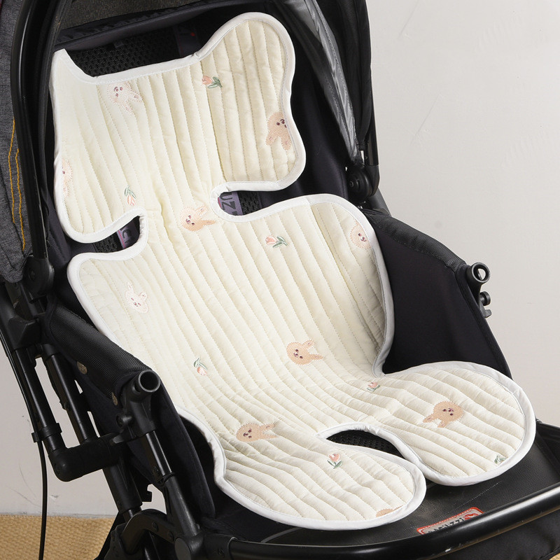 Poussette Coussin de Siège Fin Respirant en Coton Brodé
