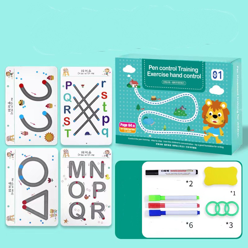 Entraînement intéressant au contrôle du crayon pour enfants, papier effaçable de maternelle
