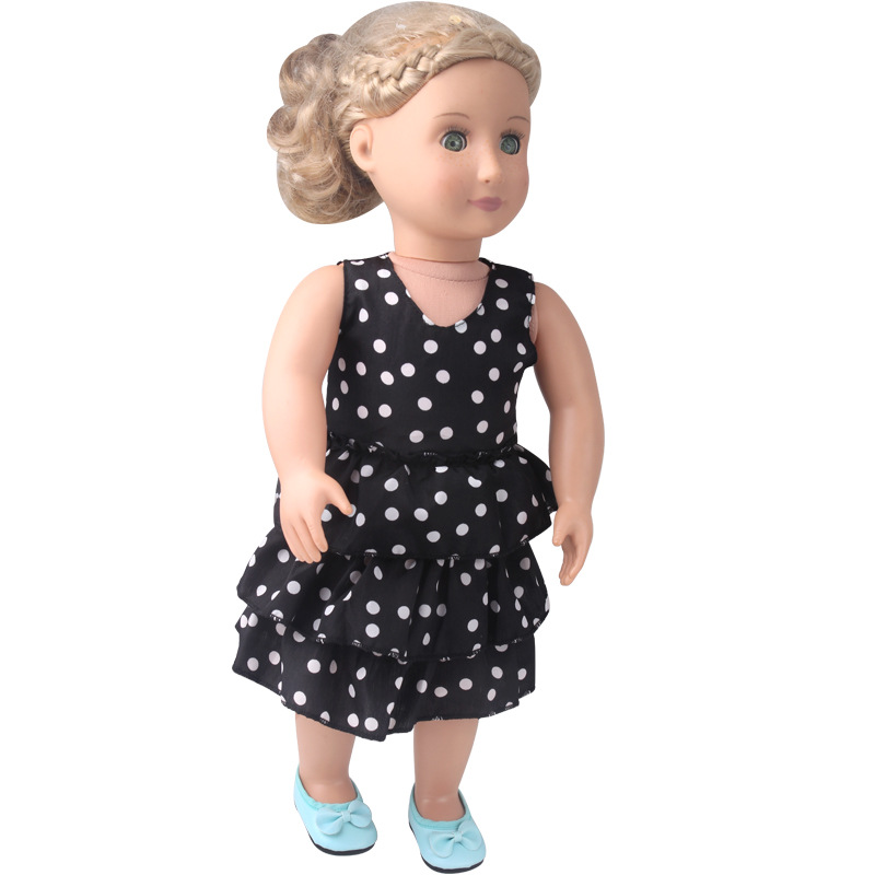 Robe sans manches d'été pour poupée américaine de 18 pouces, robe gâteau américaine