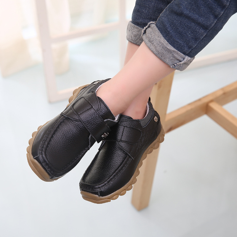 Garçons Chaussures Ballerines en Cuir Véritable Semelle Souple Moyenne et Grande Enfant