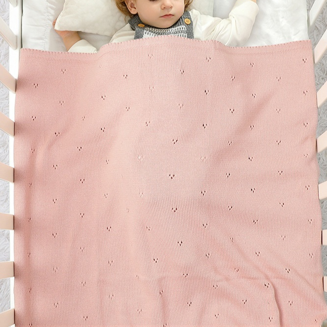Bébés garçons et filles, couette en maille unie couleur ajourée à pois