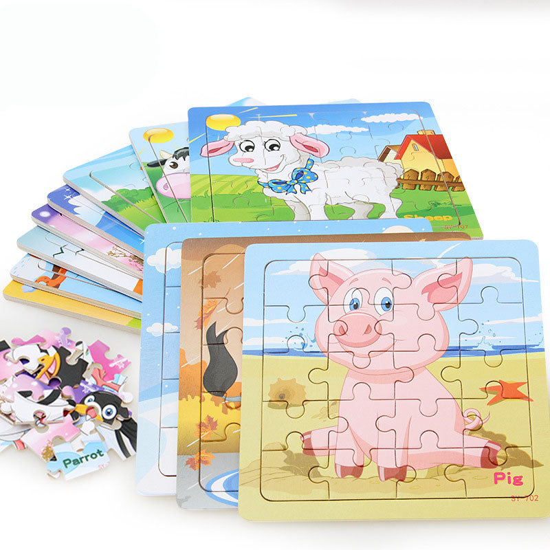 Puzzle en bois pour enfants représentant un animal de basse-cour