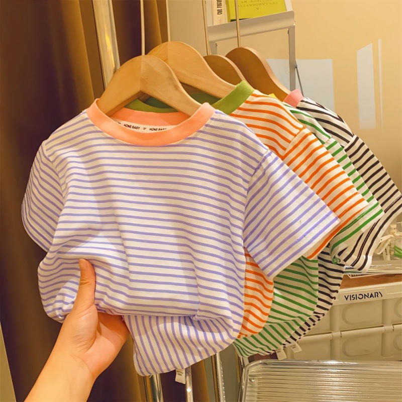 Haut bébé femme à rayures contrastées