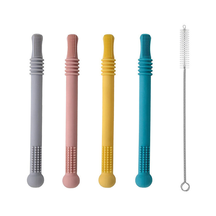 Tétine en silicone pour bébé, tube creux de dentition