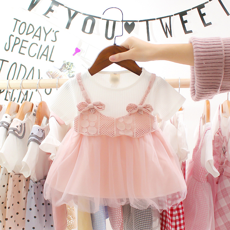 Été mignon cartoon bébé princesse robe en tulle pour fête d'anniversaire