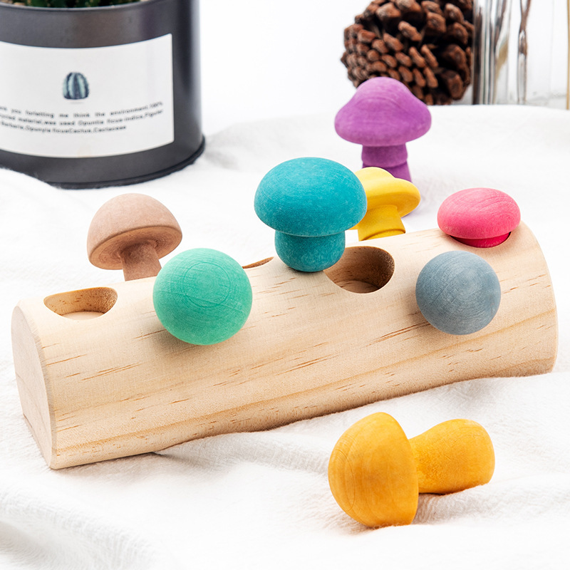 Simulation de jeu de cueillette de champignons en jouets en bois