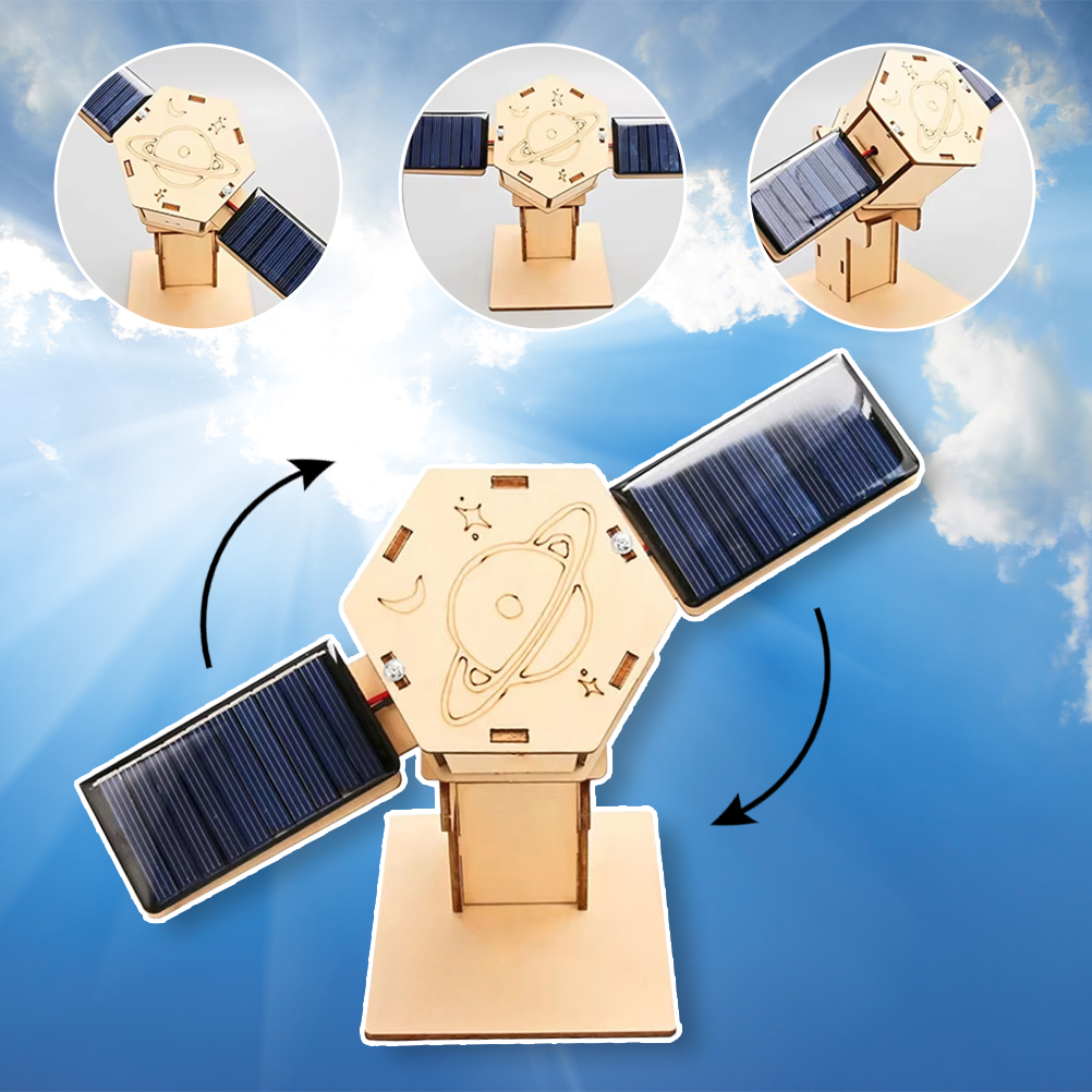 Jouet éducatif scientifique pour enfants : Kit de fabrication solaire pour petit bricolage technologique, modèle d’espace de satellite artificiel, aides pédagogiques expérimentales STEM.