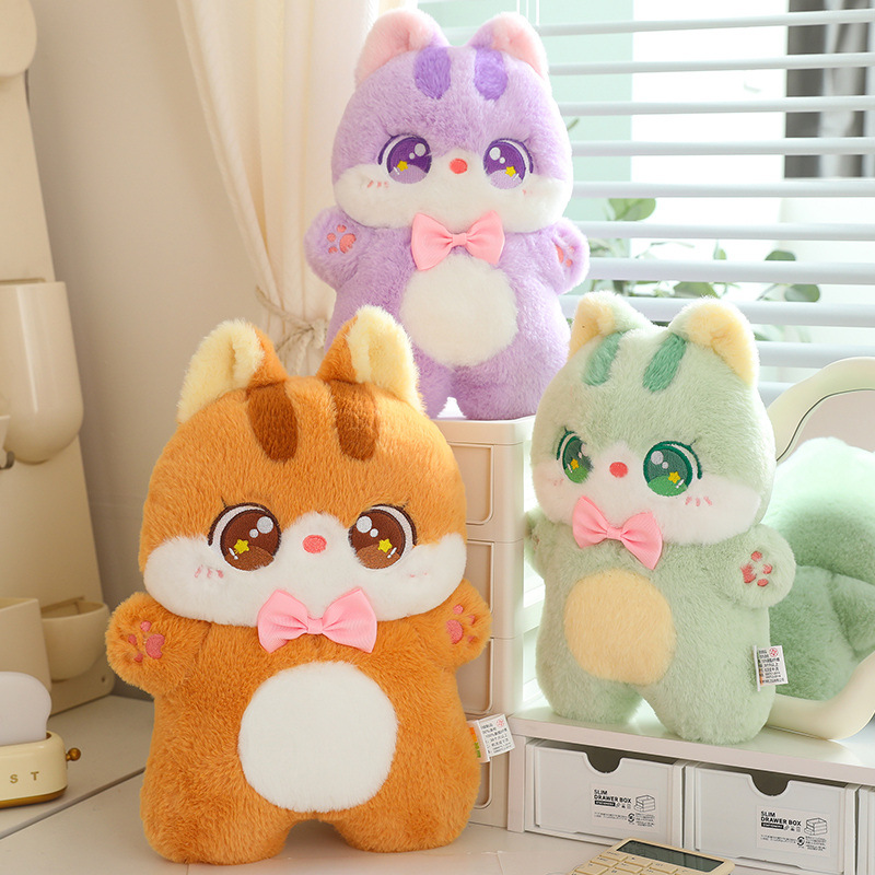 Peluche coussin chat coloré, coussin de confort, jouet en peluche