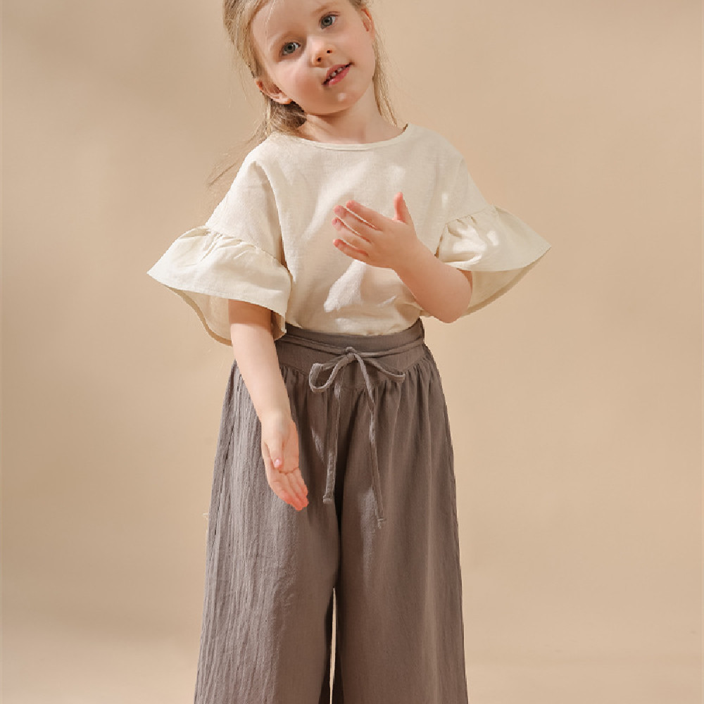 Pantalon rétro taille haute à jambes larges pour filles