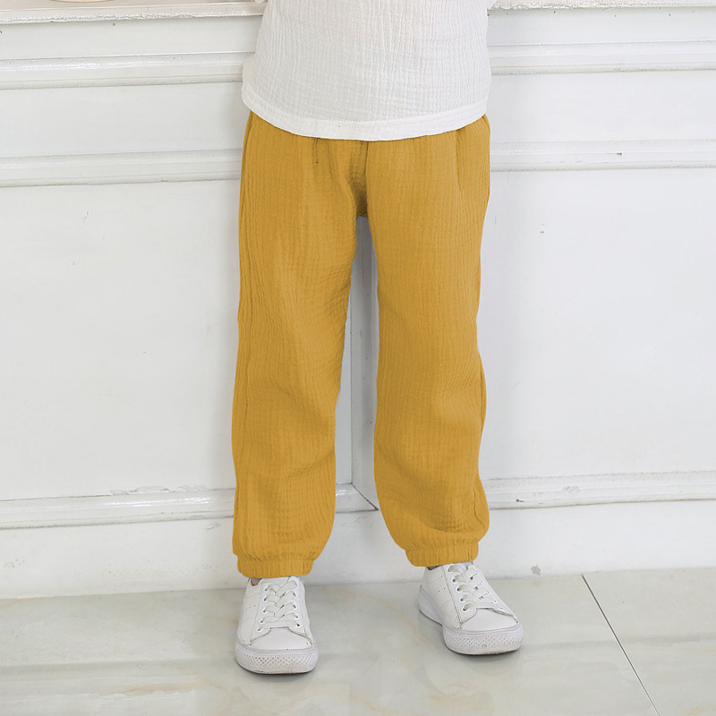 Garçons et filles d'été pantalons moustiquaires en coton et lin, section fine