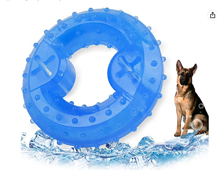 Jouet rafraîchissant pour chien, anneau de dentition pour chiot, jouet à mâcher pour chien à congeler pour l'été, jouet pour animal de compagnie résistant et durable