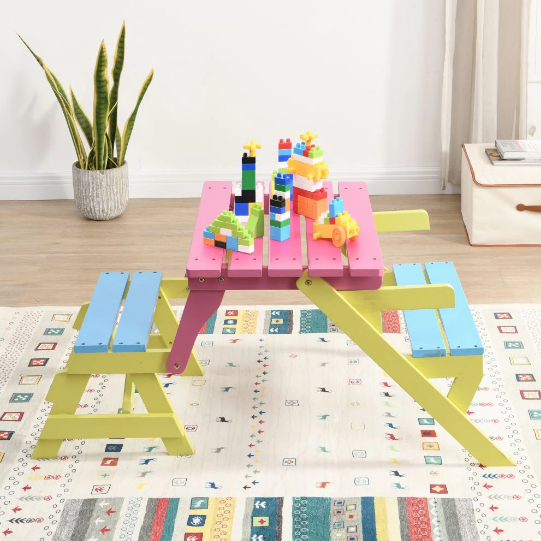 FAUTEUIL MULTIFONCTIONNEL POUR ENFANTS, TABLE ET 2 BANCS