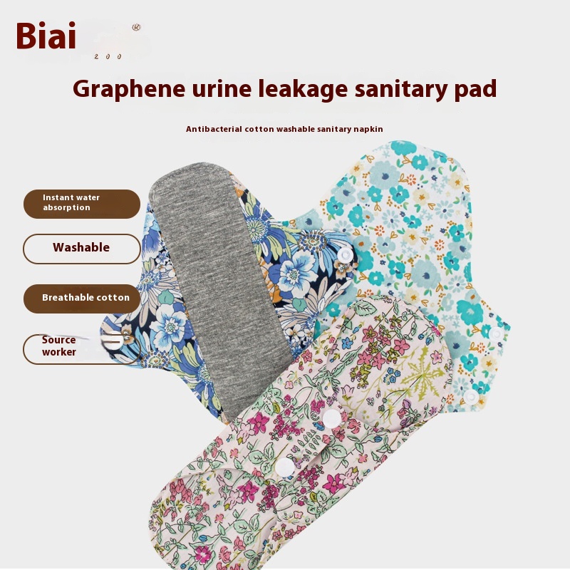 Protège-matelas en graphène, serviette hygiénique lavable antibactérienne en coton pur respirant