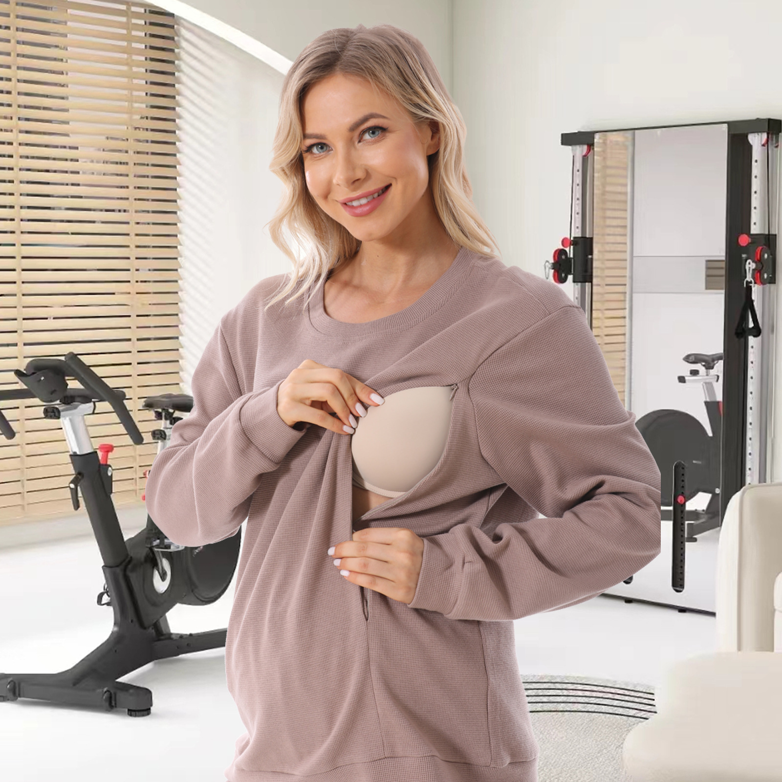 Hoodie d'allaitement à manches longues pour femmes enceintes, automne et hiver européen et américain