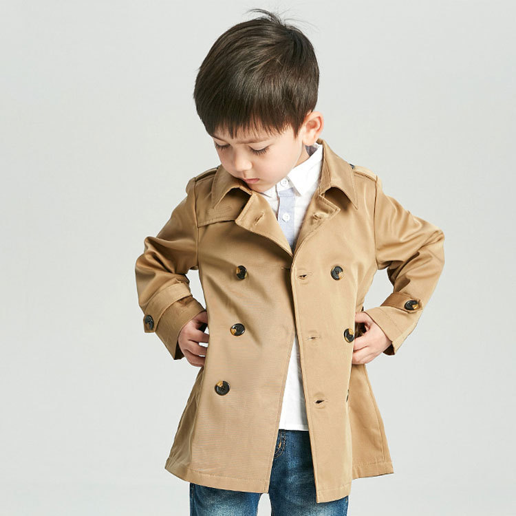 Manteau enfant printemps, trench-coat pour garçon, longueur mi-cuisse.