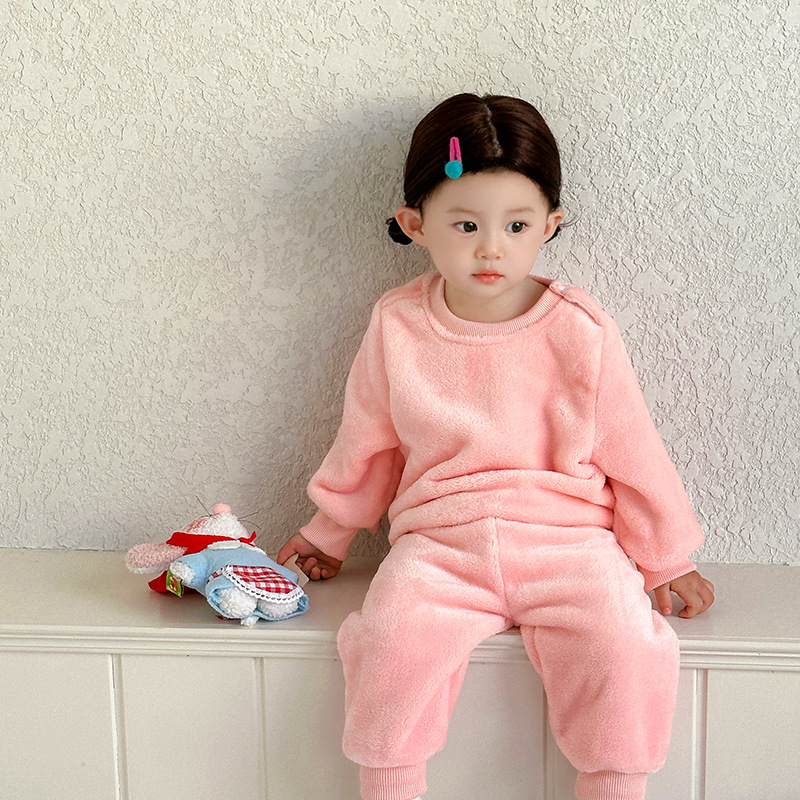 Enfants Pyjamas Thermo-doublés en Polaire Automne et Hiver pour Garçons et Filles
