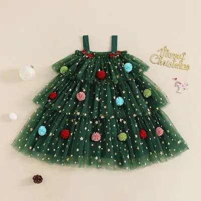 Suspentes vertes arbre de Noël Robe enfant en maille