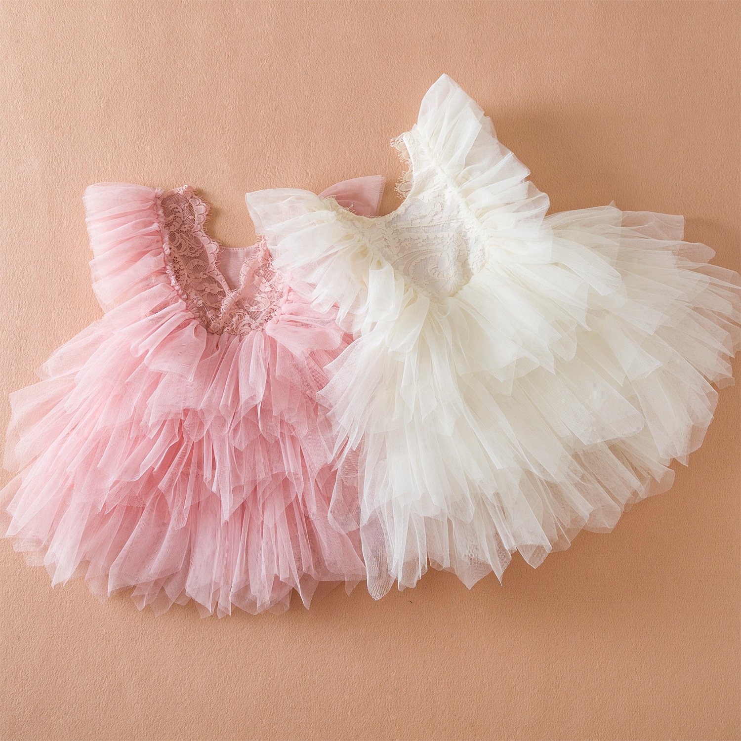 Été Nouvelle Robe Princesse en Tulle Brodé de Dentelle pour Filles