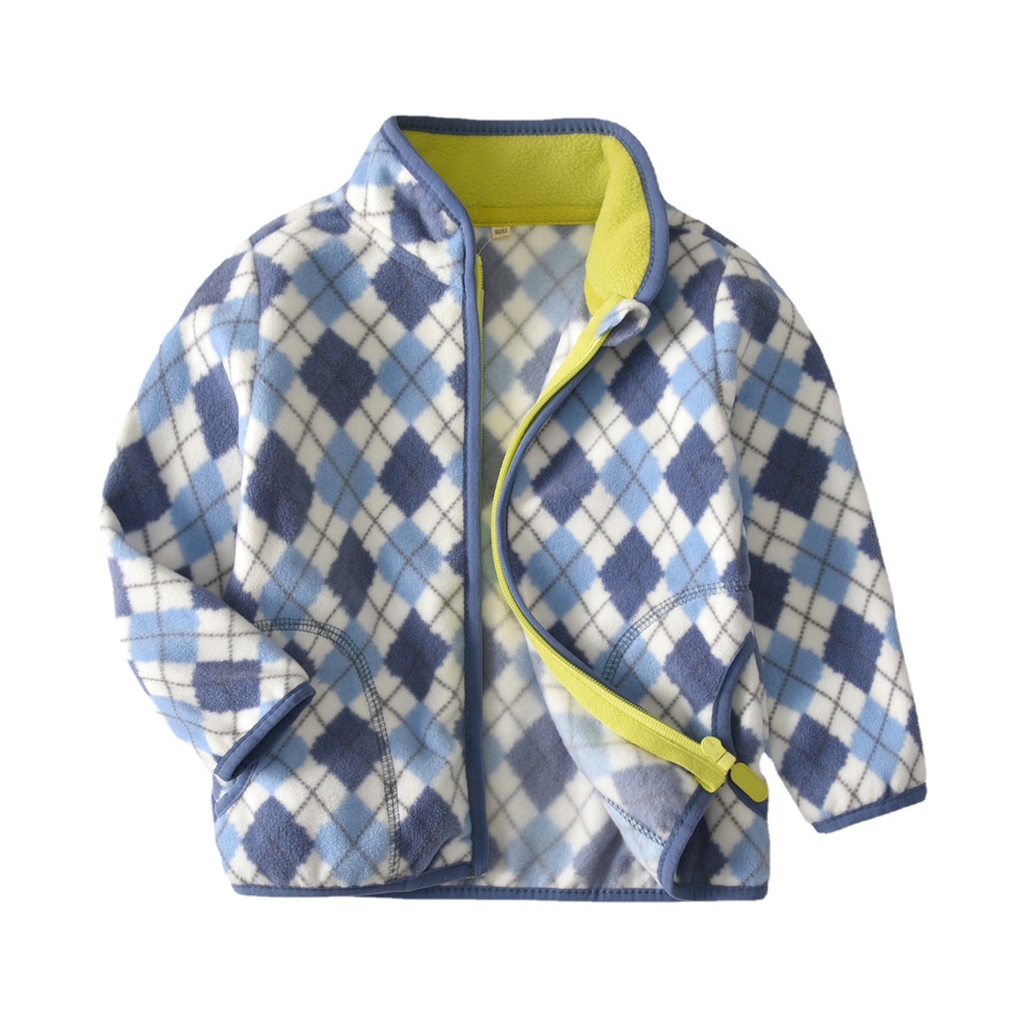 Veste en polaire à imprimé diamant pour garçon, avec fermeture à glissière