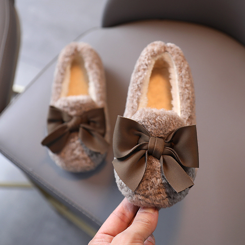 Chaussures isolées en coton pour enfants, chaussures fourrées pour filles