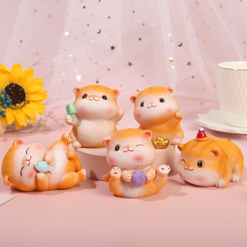 Dessin animé chat mignon décoration en résine pour chambre d'enfant
