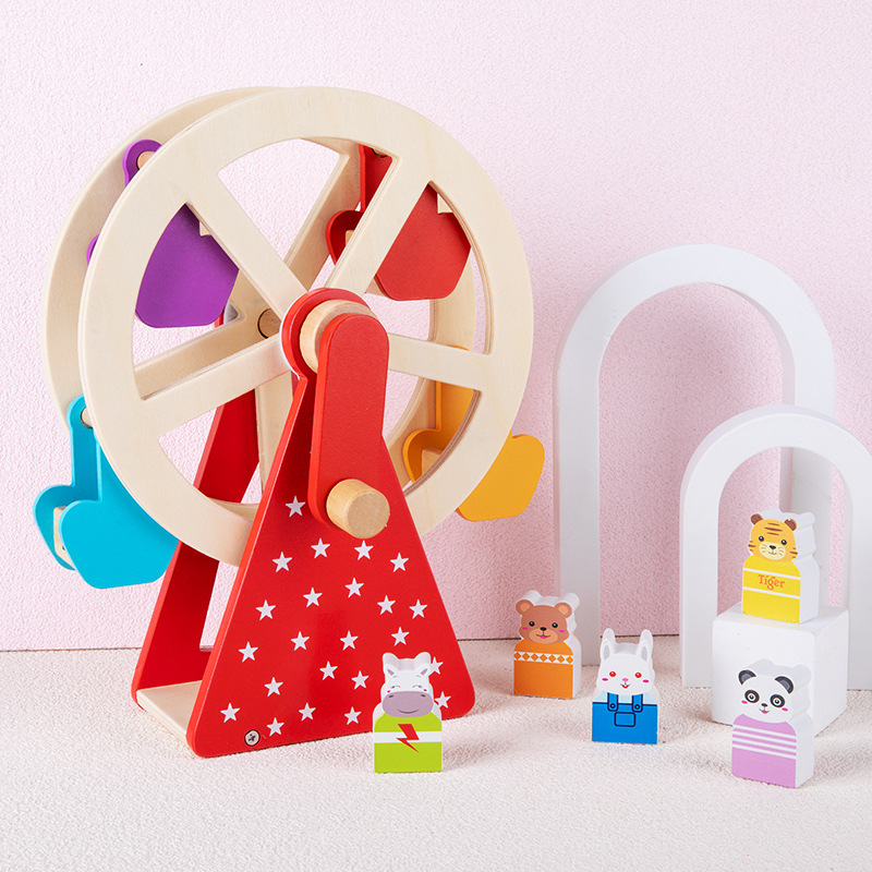Jouets éducatifs pour bébés et enfants : Roue à main en bois en forme d'animaux pour la petite enfance