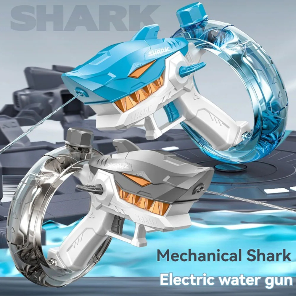 Nouveaux pistolets à eau électriques requins jouets, tir continu entièrement automatique, pistolet à eau de grande capacité, jouets d'eau pour enfants pour plage et été.