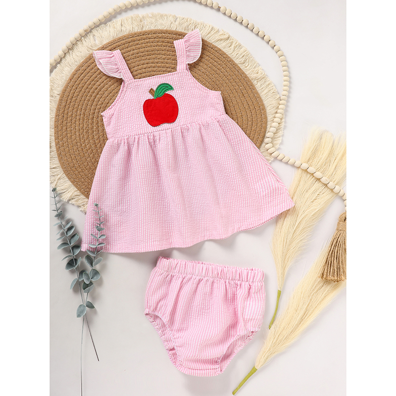 Tenue de rentrée scolaire pour petite fille, premier jour d'école, ensemble haut à manches à volants et short avec appliqué été