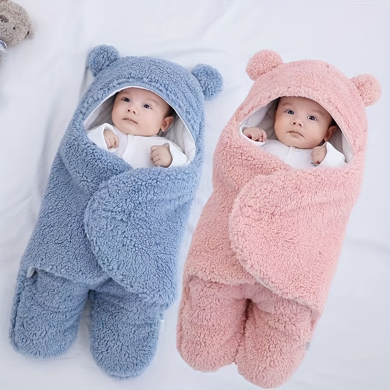 Sac de couchage d'hiver bébé ours, motif sieste imprimé, adapté aux bébés de 0 à 10 mois, tapis de sieste doux avec oreiller amovible.