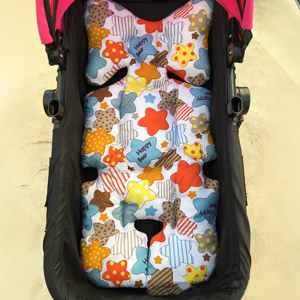 Baby Pushcart Seat Cushion Four Seasons Cotton Pad Umbrella Car → Coussin de siège pour poussette bébé, coussin en coton quatre saisons, parapluie pour voiture