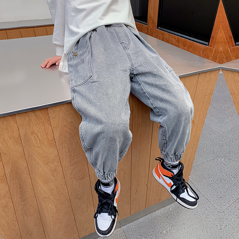 Garçons Jean à Grandes Poches, Pantalon Décontracté Pour Enfants D'Automne, Pantalon Printemps-Automne Pour Enfants