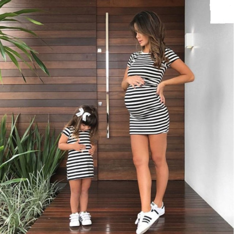 Robe parent-enfant à rayures