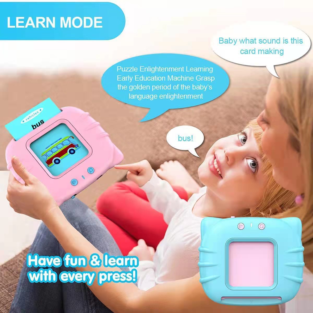 L'éducation précoce éclairante pour enfants, carte intelligente en anglais pur.
