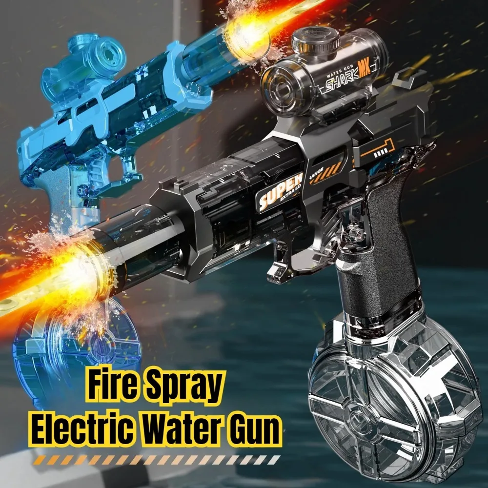 Lumières LED Pistolets à eau électriques Tir simulé pour enfants Recul puissant Pistolet à pulvérisation d'eau automatique Jouets d'extérieur d'été pour enfants