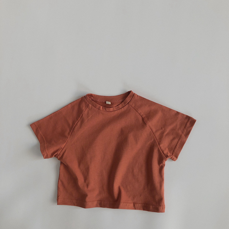 T-shirts à col rond pour garçons et filles, coupe ample, manches courtes basiques