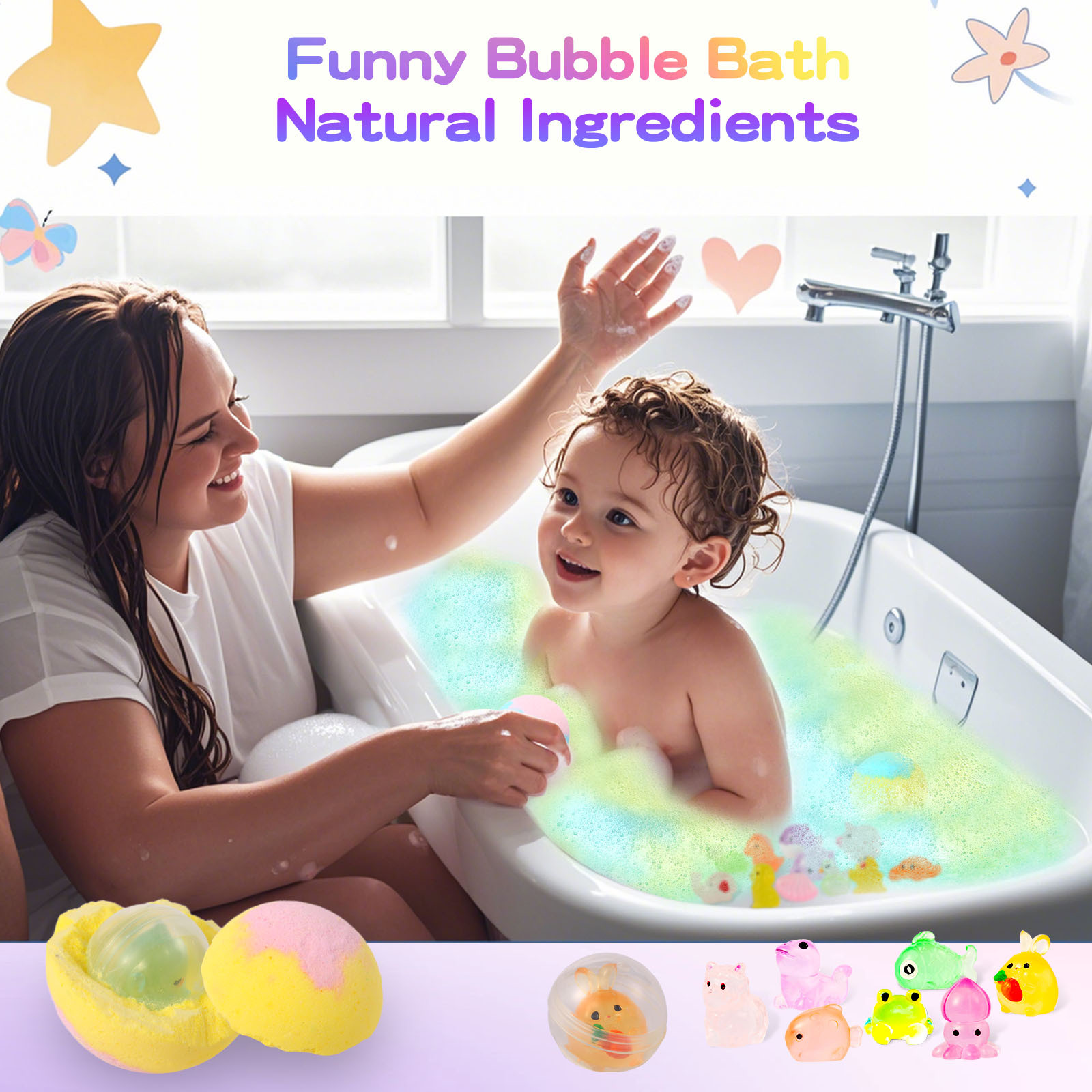 Bombes de bain en forme de poupée phosphorescentes - Ensemble de bain amusant pour enfants avec mousse pétillante