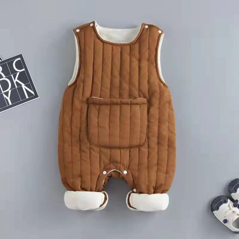 Vêtements d'automne et d'hiver – Combinaison doublée polaire pour nouveau-né, avec matelassage