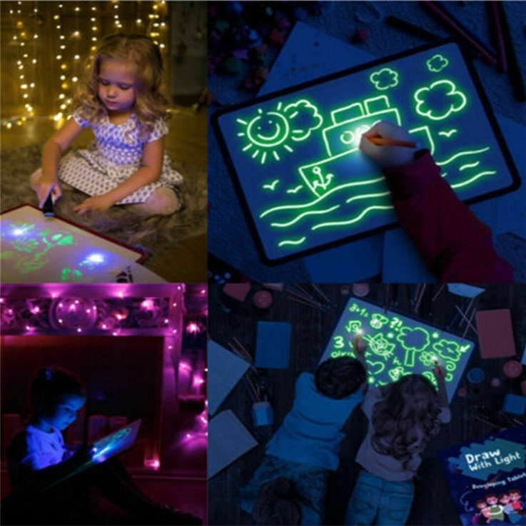 Tablette de dessin pour jouet éducatif 3D magique 8 effets lumineux tableau de puzzle bloc-notes